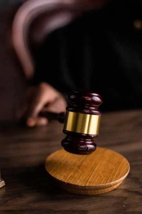 a person hitting a gavel